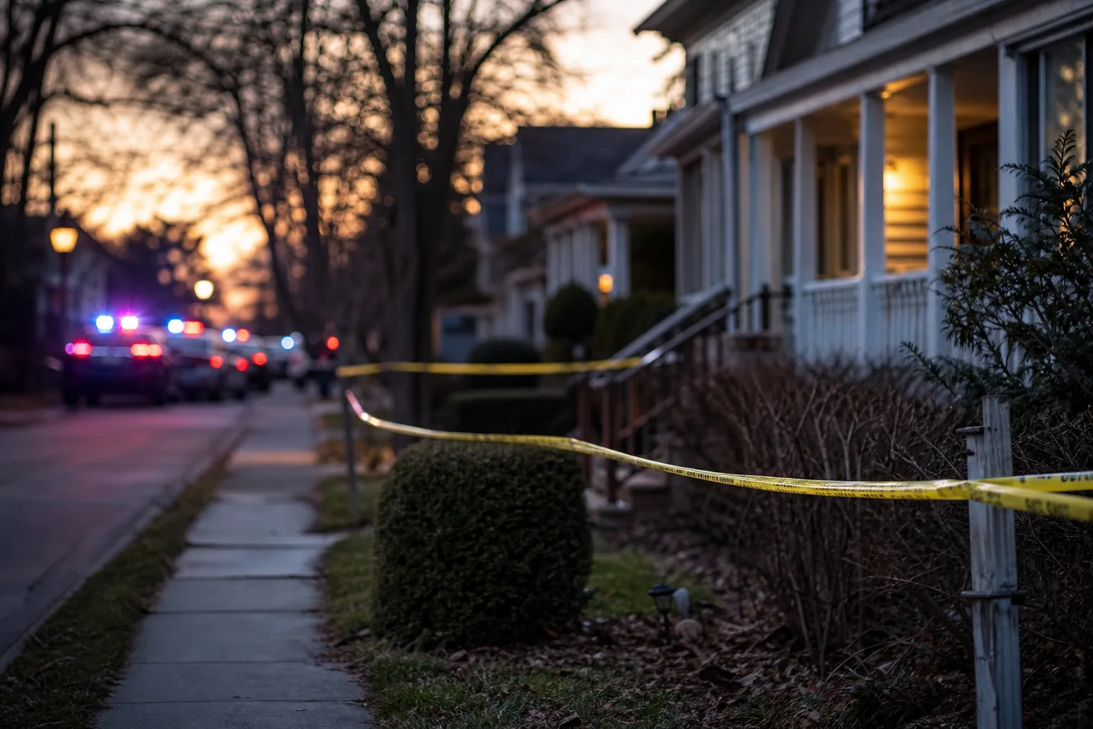 Symbolbild: Eine abgesperrte Wohnstraße in den USA steht für den Polizeieinsatz nach der Schusswaffentat in Erie.