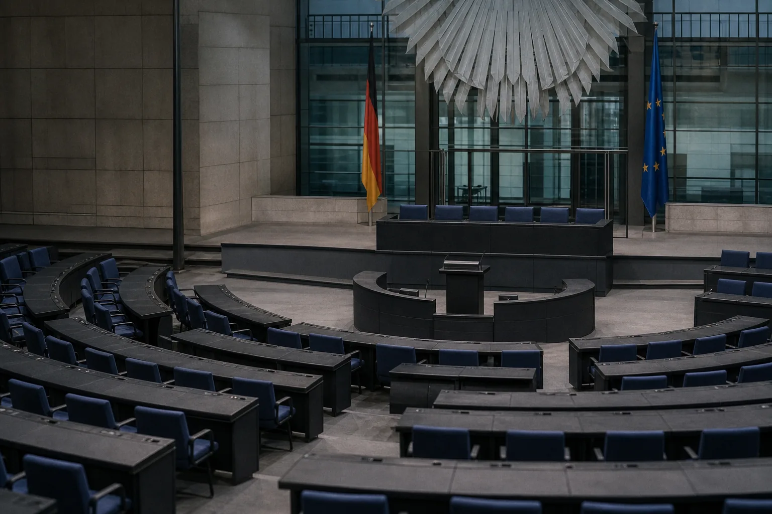 Symbolbild: Ein leerer Plenarsaal steht für die politische Zäsur im Landtag von Sachsen-Anhalt.