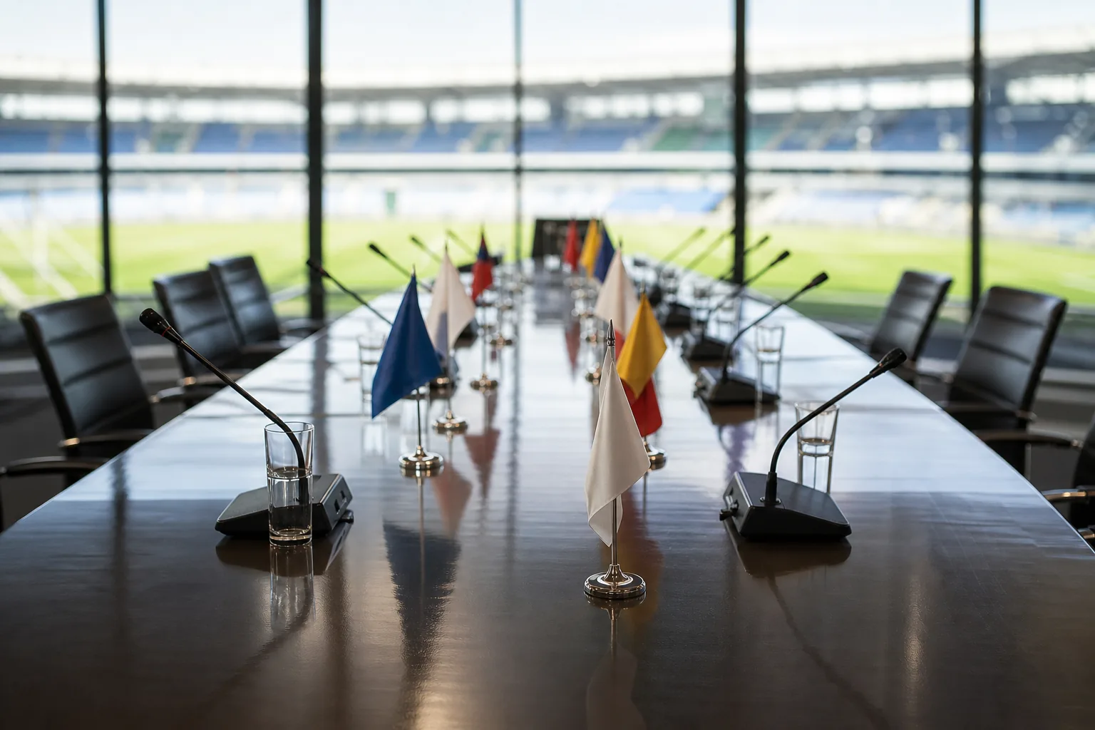 Symbolbild: Ein Konferenzraum steht für den Machtkampf im internationalen Fußball.