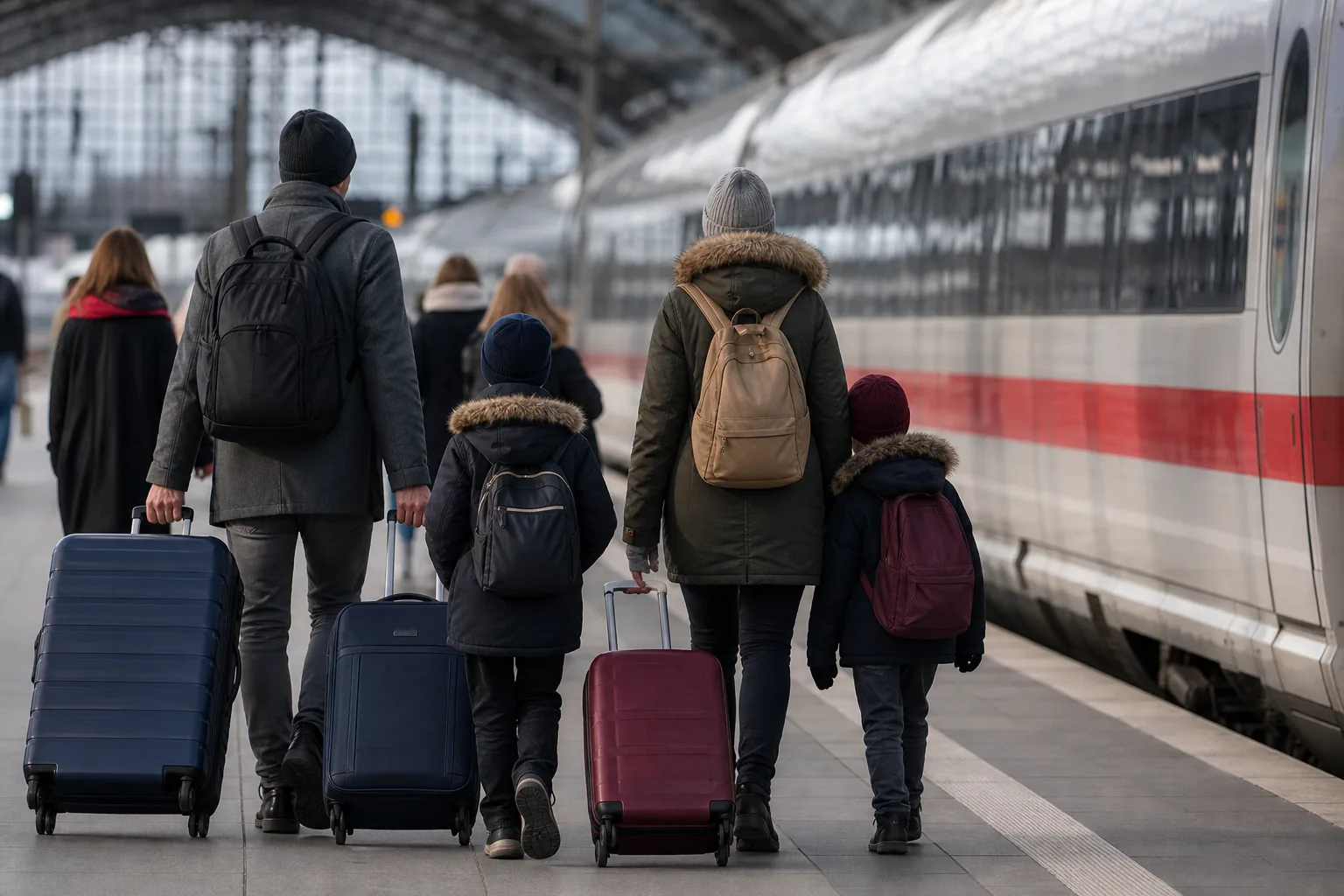 Symbolbild: Ein ICE an einem Bahnsteig steht für Familienreisen mit der Deutschen Bahn.