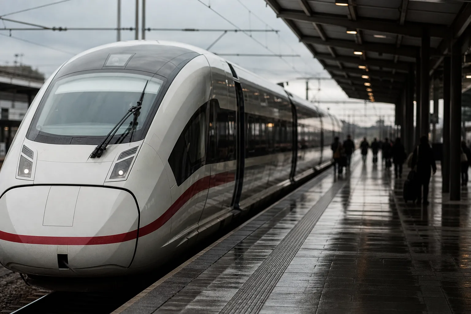 Symbolbild: Ein Hochgeschwindigkeitszug an einem stark genutzten Bahnhof steht für den Streit um knappe Fernverkehrskapazitäten.
