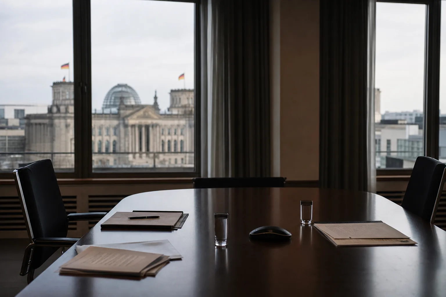 Symbolbild: Ein leerer Besprechungsraum steht für die angespannte Lage in der Koalition.