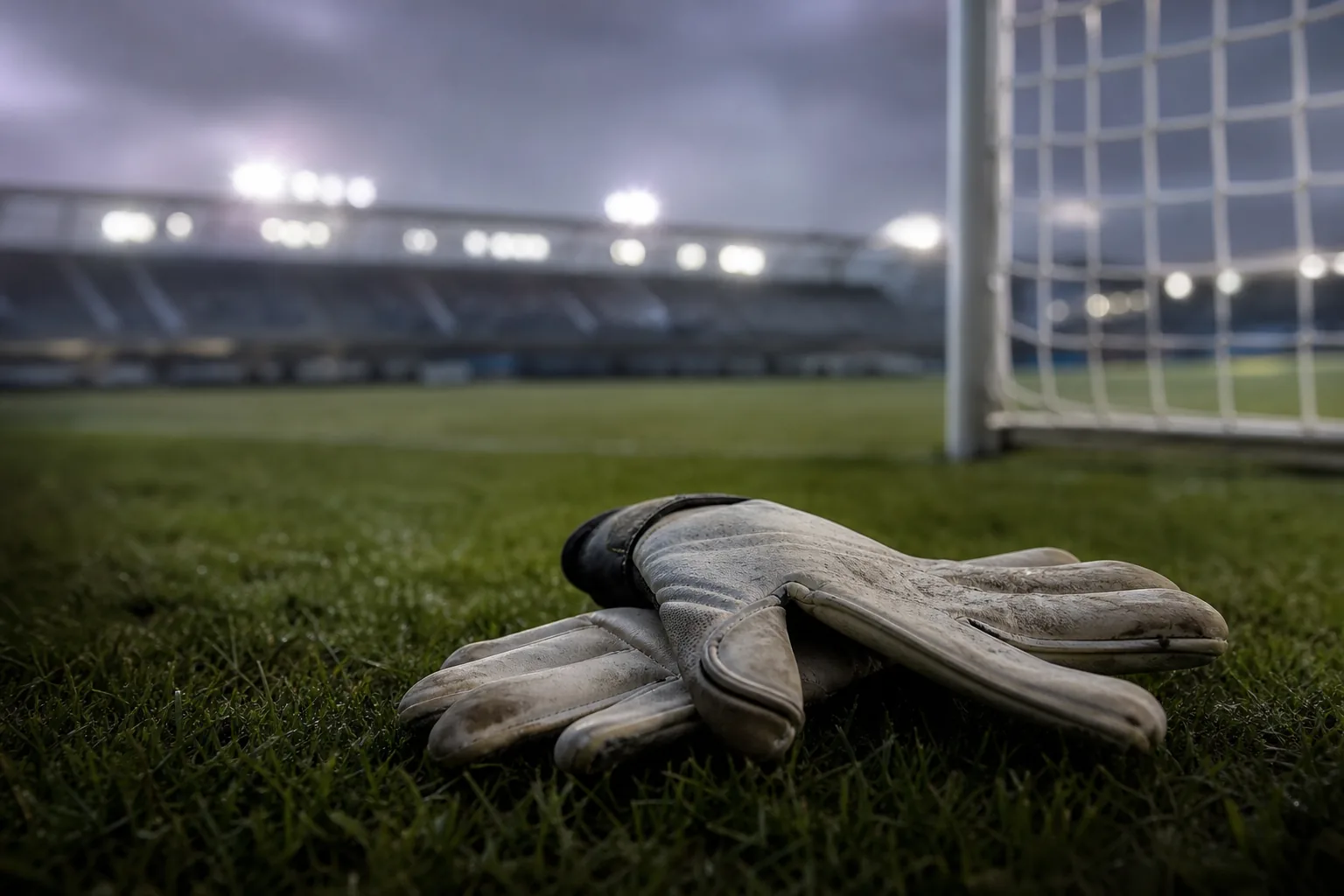 Symbolbild: Torwarthandschuhe vor einem Fußballtor stehen für die offene Konkurrenz im DFB-Team.