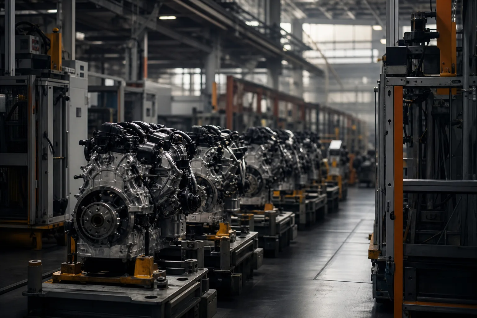 Symbolbild: Eine Fertigungshalle steht für den wirtschaftlichen Druck im Motorenbau.
