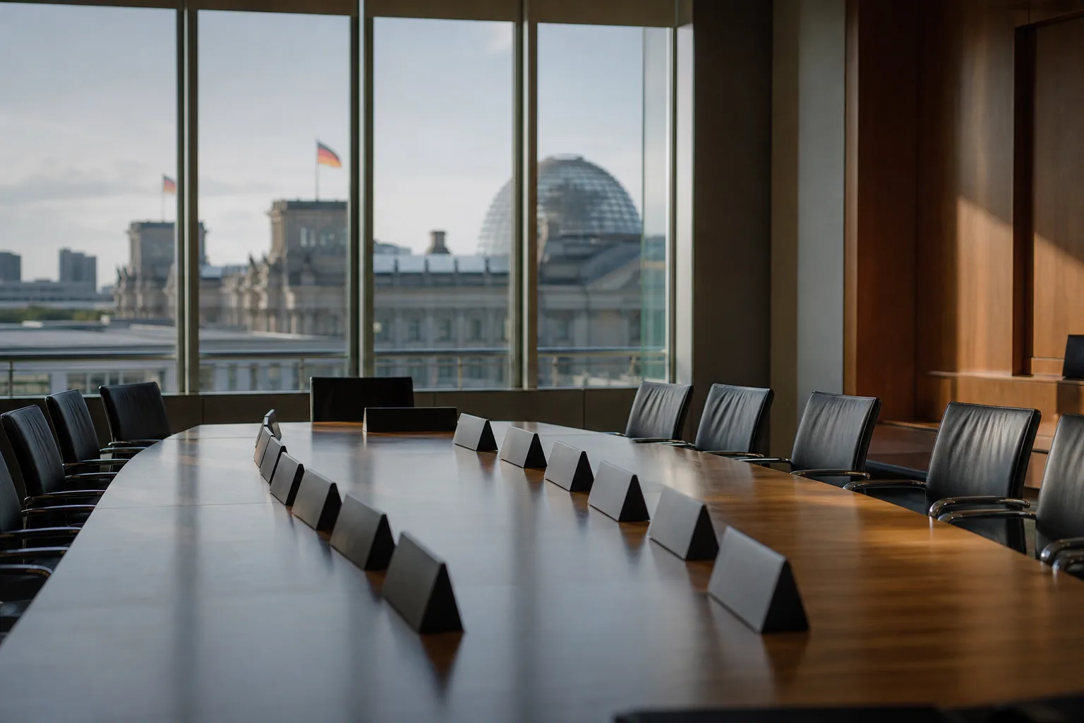 Symbolbild: Ein leerer Sitzungssaal steht für die Beratungen der CDU-Spitze in Berlin.