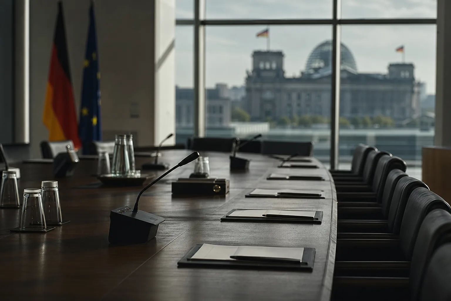 Symbolbild: Ein leerer Sitzungssaal steht für die schwierigen Beratungen der CDU-Spitze über ihren künftigen Kurs.