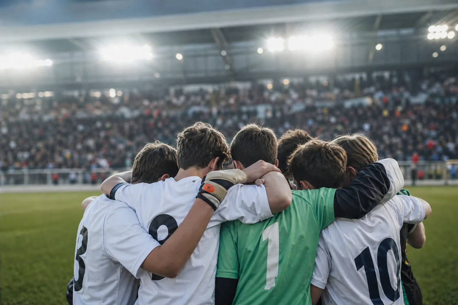 Symbolbild: Eine Nachwuchs-Fußballmannschaft feiert auf dem Platz den Einzug in ein großes Turnier.