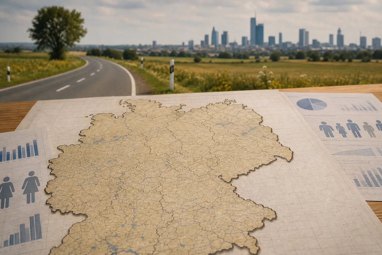 Symbolbild: Eine Karte Deutschlands steht für die regional unterschiedlichen Folgen des demografischen Wandels.