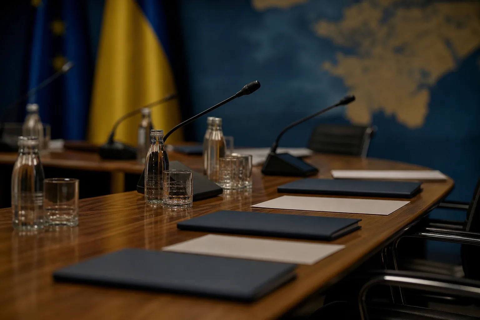 Symbolbild: Ein Verhandlungstisch steht für die EU-Beratungen über neue Sanktionen gegen Russland.