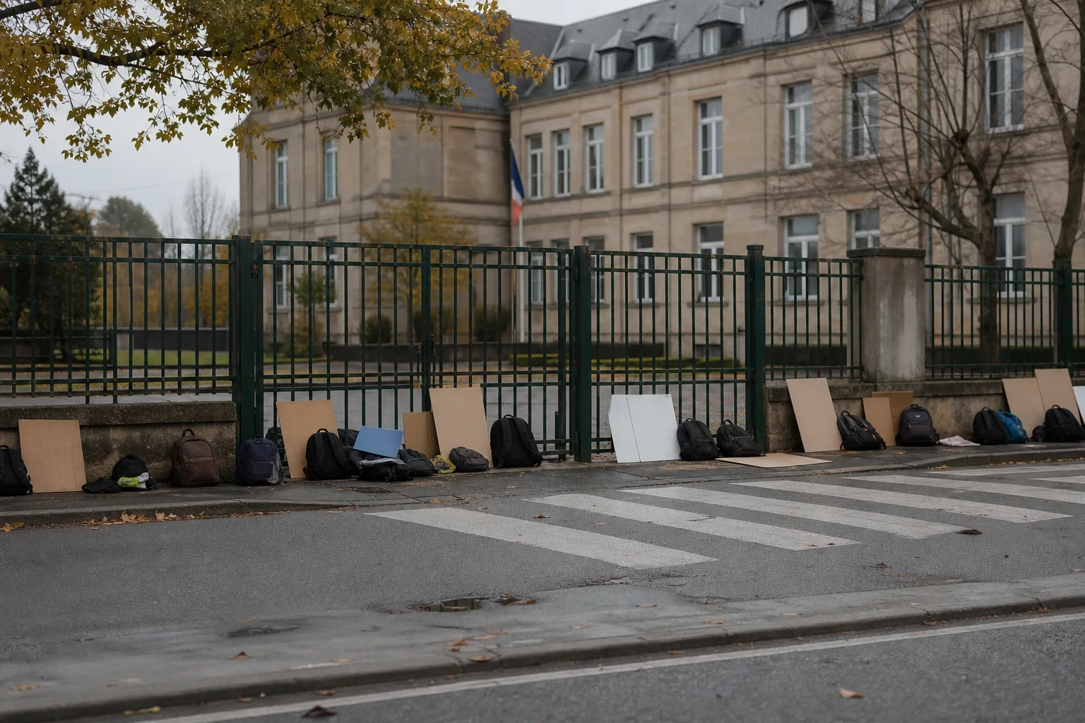 Symbolbild: Eine französische Schule in angespannter Proteststimmung.