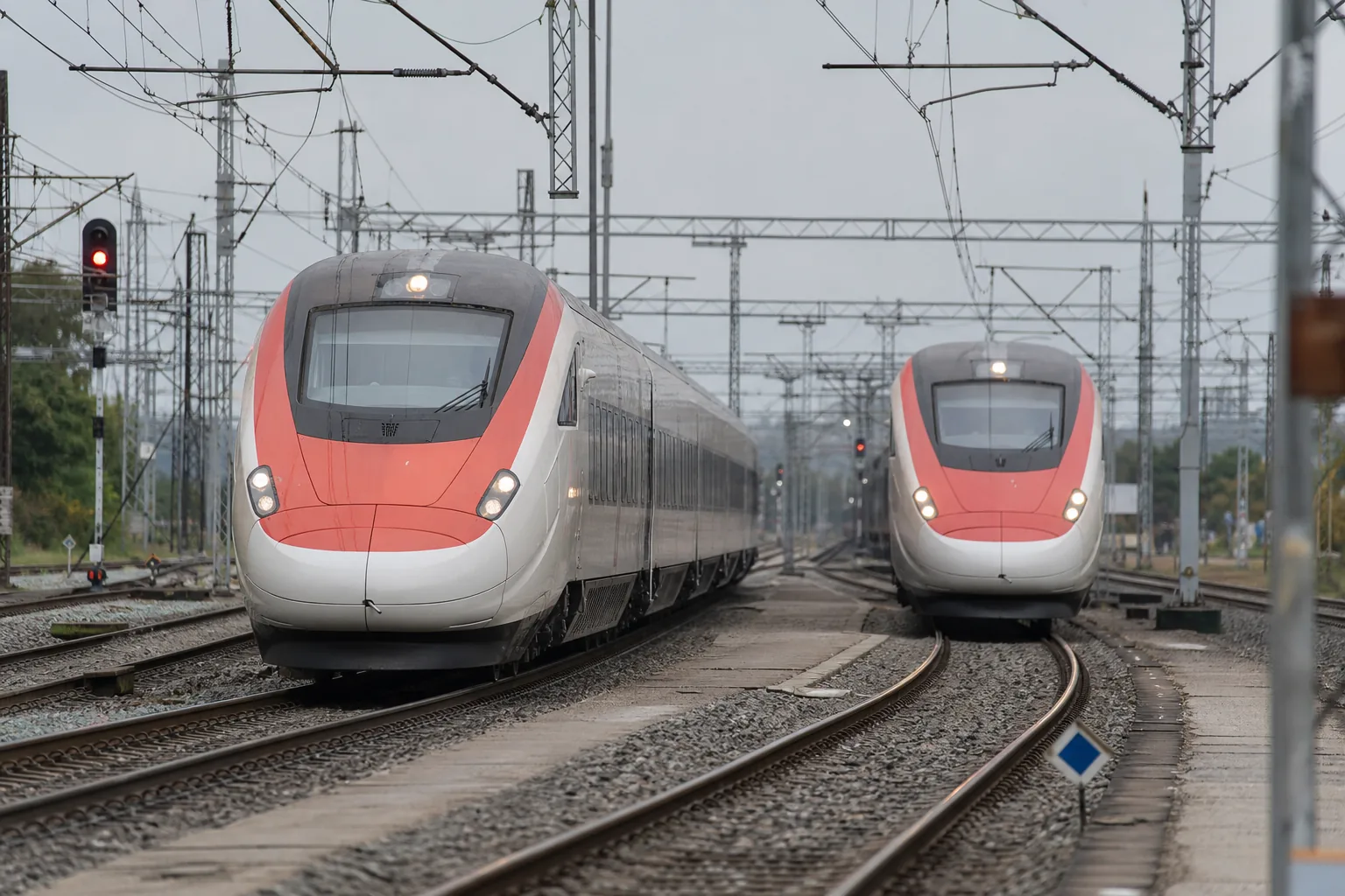 Symbolbild: Fernverkehrszüge auf stark genutzten Gleisen stehen für den Streit um knappe Trassen im deutschen Bahnnetz.