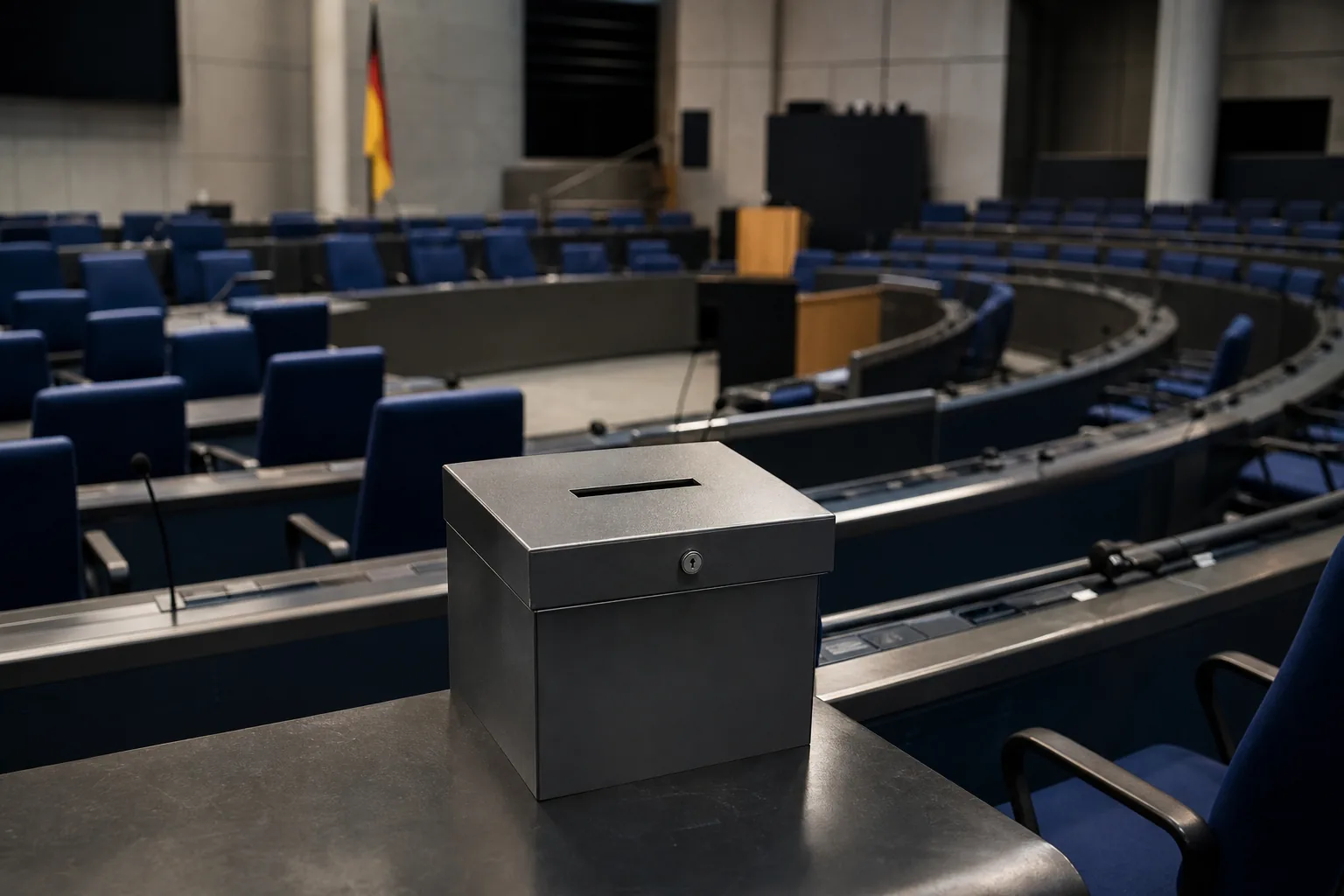 Symbolbild: Ein leerer Plenarsaal steht für die Debatte über den politischen Umgang mit der AfD.