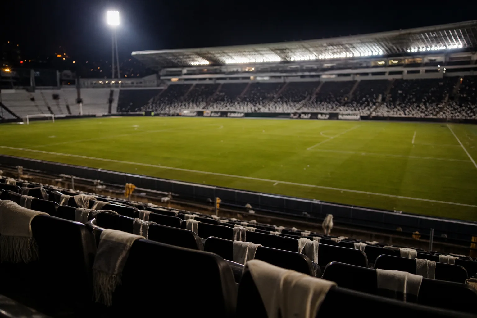 Symbolbild: Ein leeres Fußballstadion nach einem Europapokalspiel.
