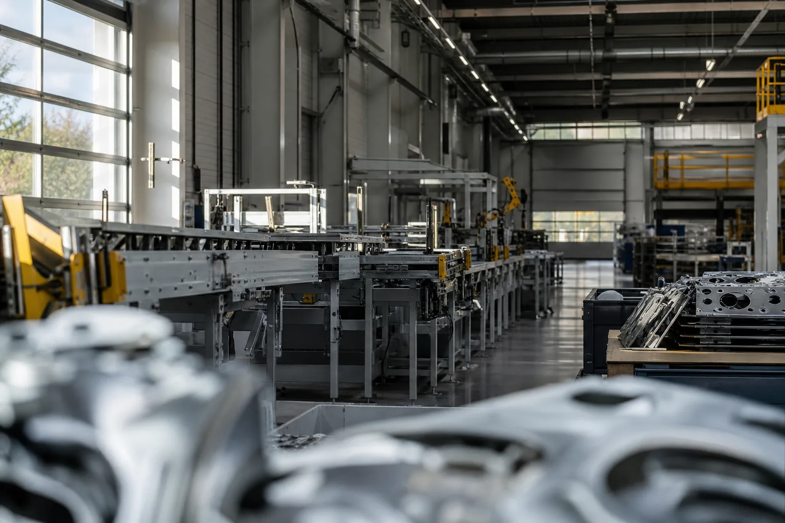 Symbolbild: Eine ruhende Industriehalle steht für die schwächere Nachfrage in der deutschen Industrie.