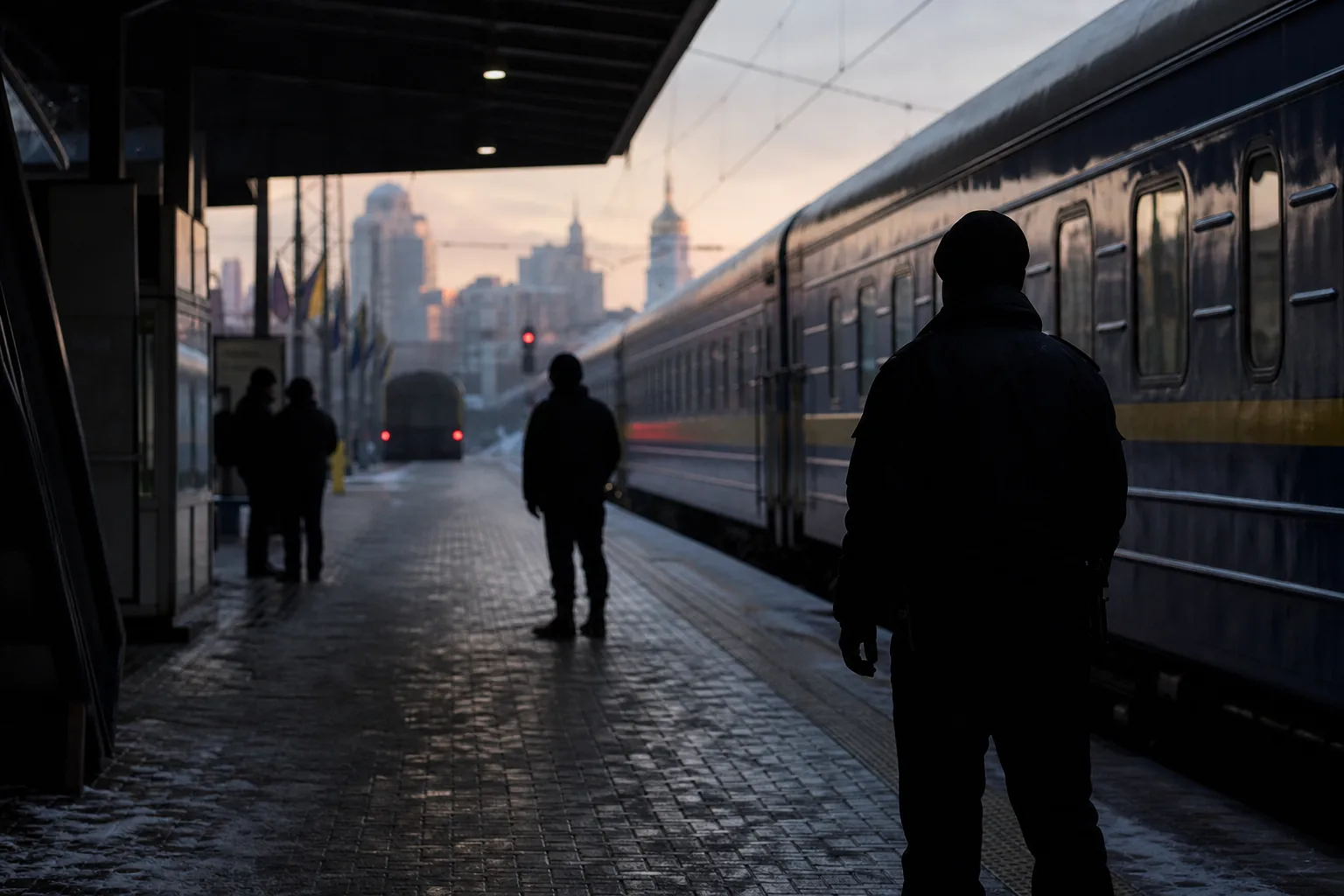 Symbolbild: Ein Regierungszug bei der Ankunft in Kiew steht für den kurzfristigen Besuch des Bundeskanzlers in der ukrainischen Hauptstadt.