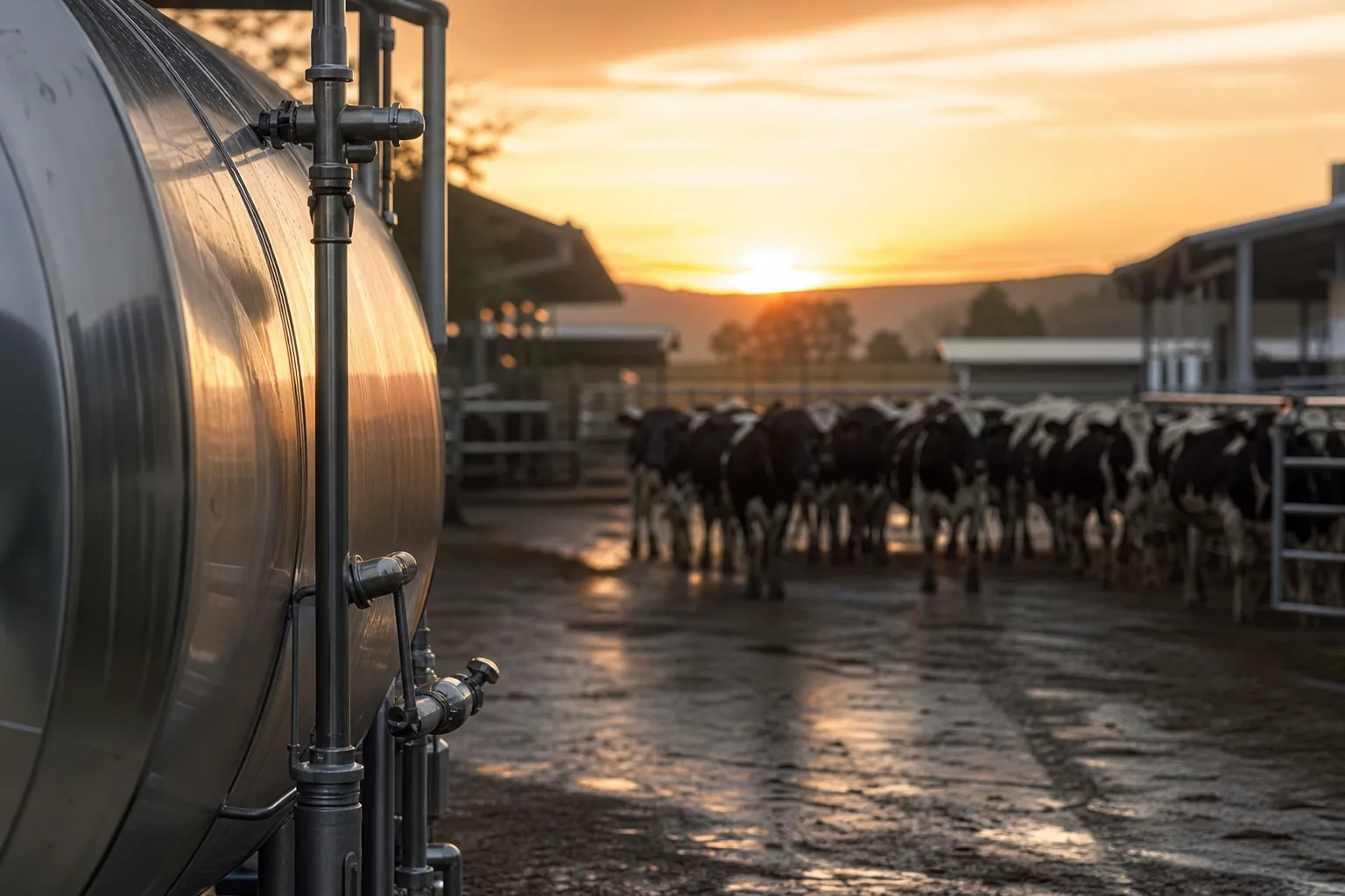 Symbolbild: Ein Milchbetrieb mit Tankanlage steht für die Entwicklung am Milchmarkt.