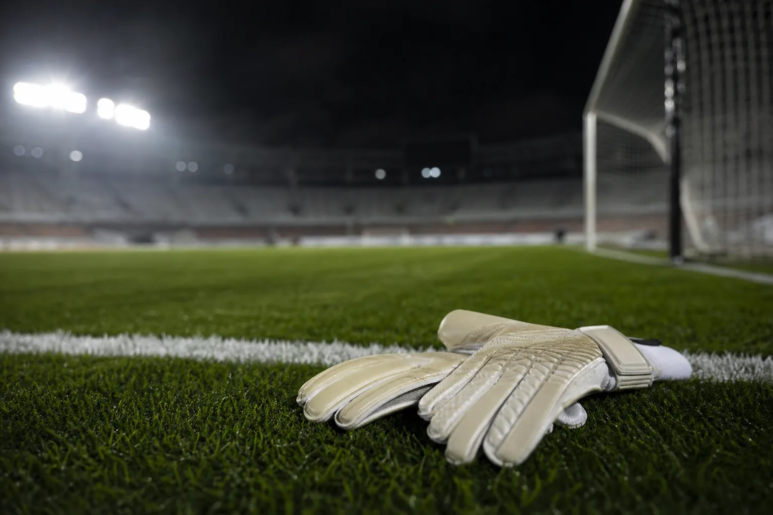 Symbolbild: Torwarthandschuhe auf dem Rasen stehen für den Fokus auf Manuel Neuers Fehler im Bundesliga-Spiel.