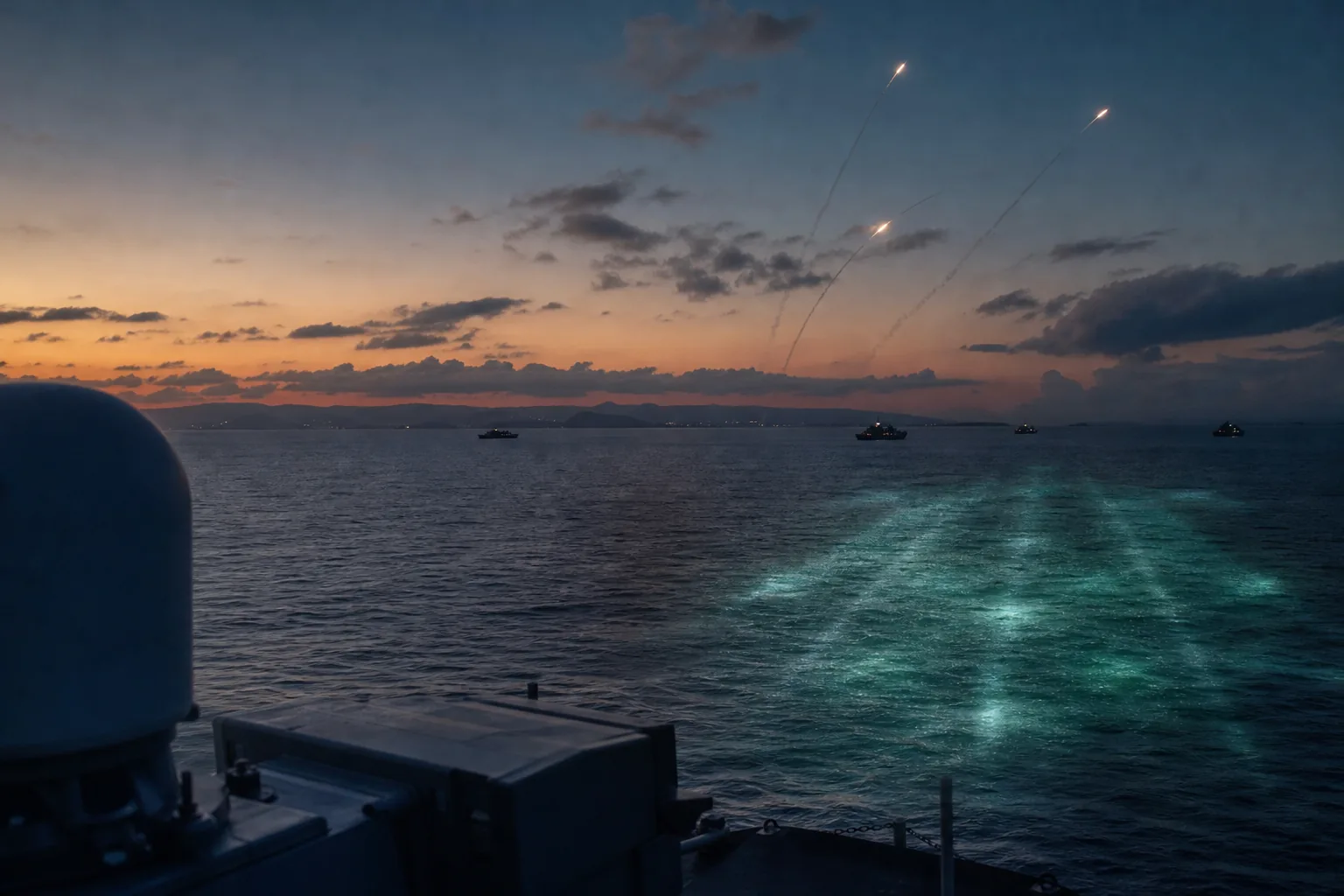 Symbolbild: Raketenstarts über dem Meer stehen für die wachsenden Spannungen in Ostasien.