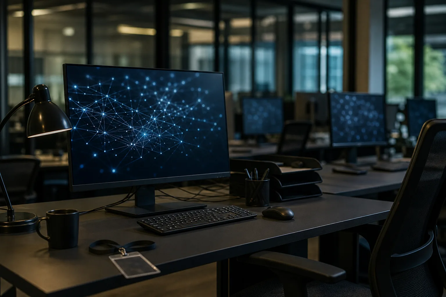 Symbolbild: Ein leerer Arbeitsplatz in einem Technologieunternehmen steht für interne Konflikte um KI-Sicherheit und Geheimhaltung.