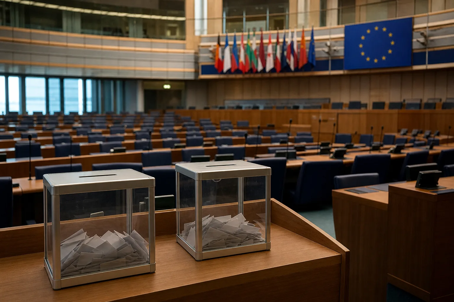Symbolbild: Ein parlamentarischer Saal steht für die Senatswahl in Tschechien.