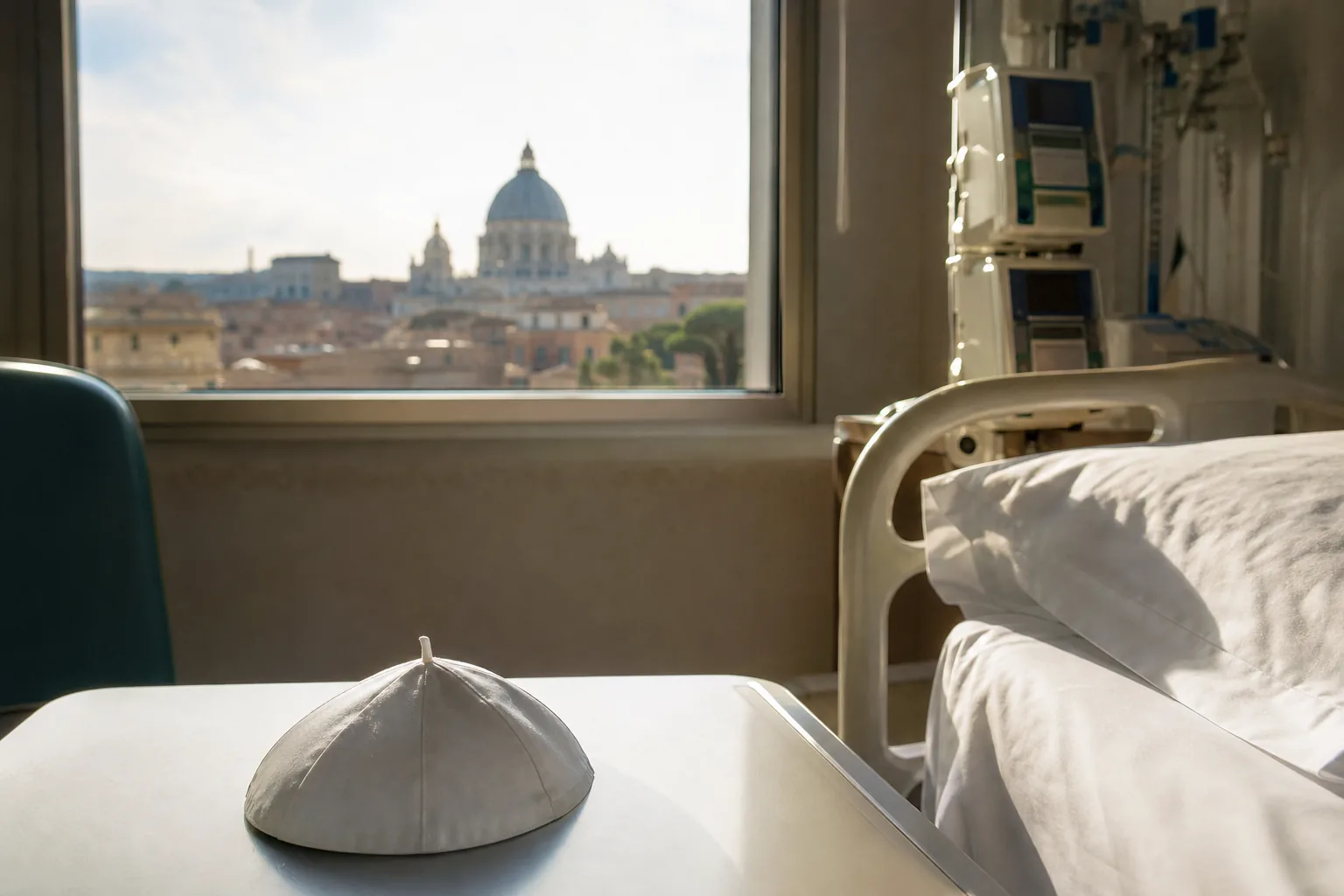 Symbolbild: Ein stilles Krankenzimmer steht für den Klinikaufenthalt des Papstes nach der Lungenoperation.
