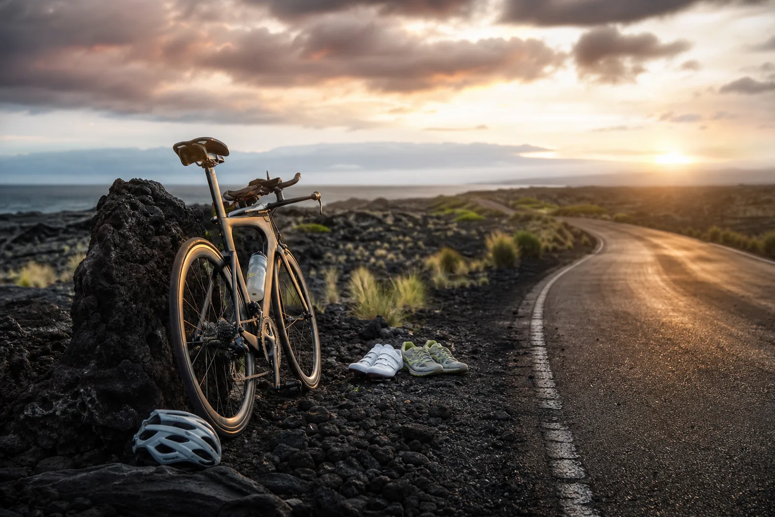 Symbolbild: Die Ironman-WM auf Hawaii steht für extreme Bedingungen zwischen Meer, Hitze und Lavafeldern.