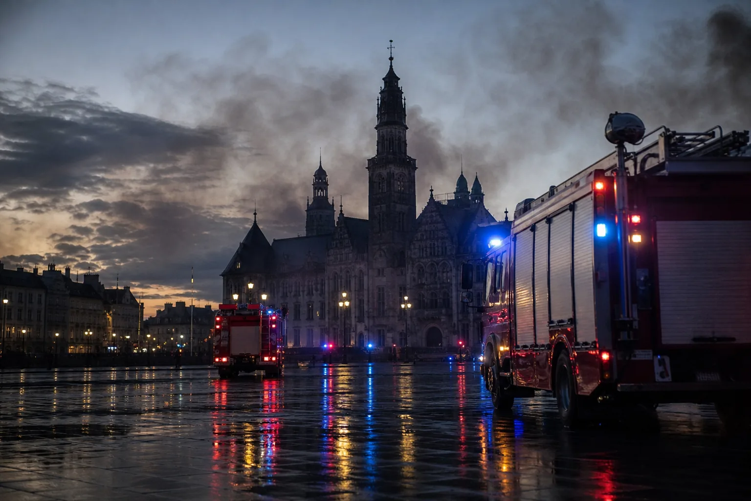 Symbolbild: Ein historisches Rathaus steht sinnbildlich für die Schäden bei Ausschreitungen am Rand von Protesten.