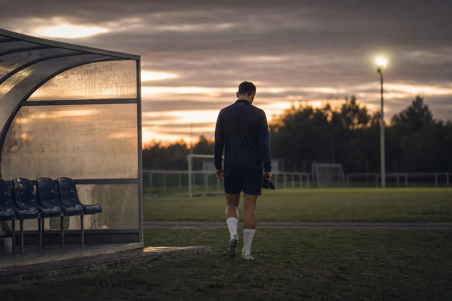 Symbolbild: Ein Fußballspieler verlässt einen Trainingsplatz.