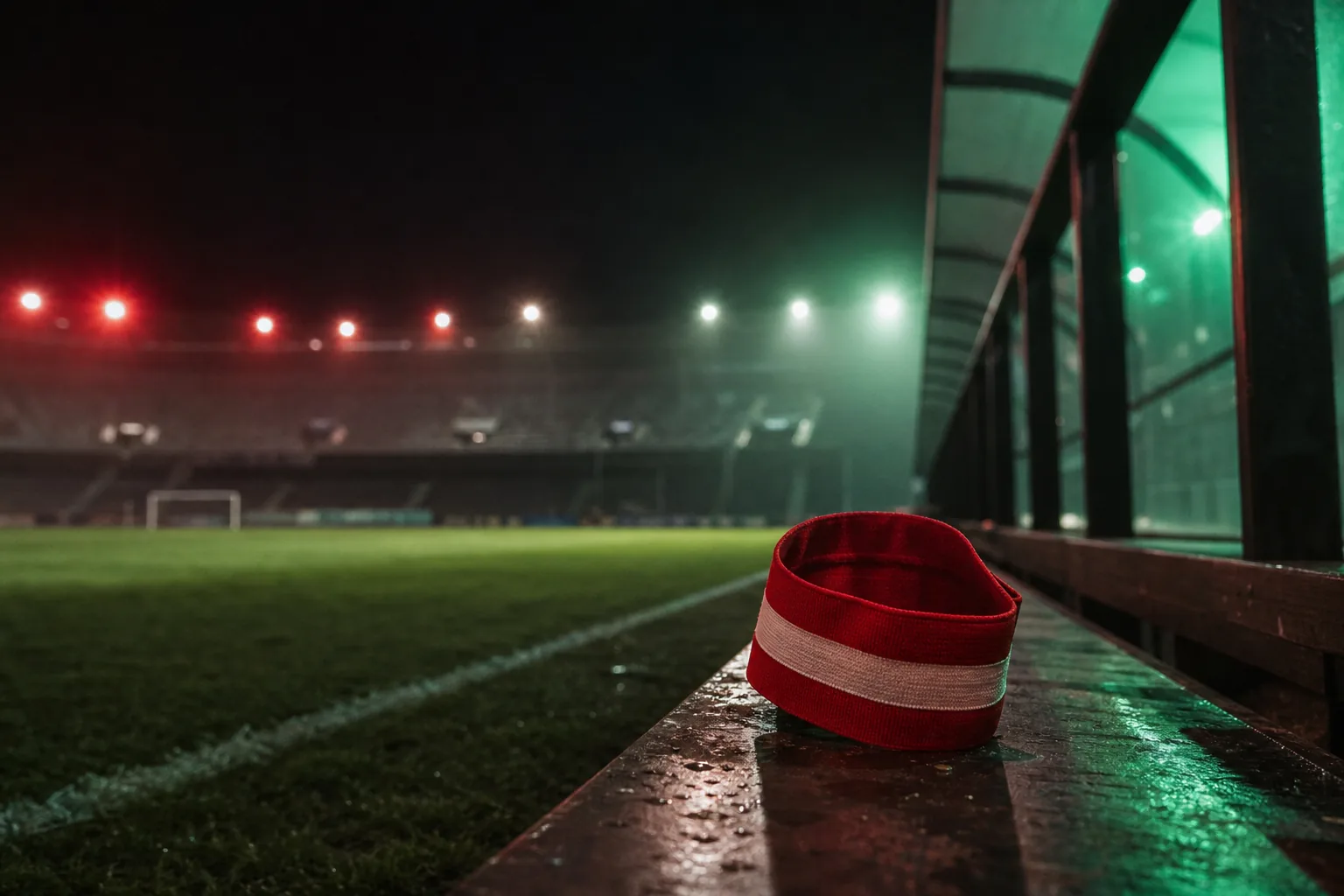 Symbolbild: Eine Kapitänsbinde auf einer Stadionbank steht für den Konflikt um Cristiano Ronaldo und Portugals Nationalteam.