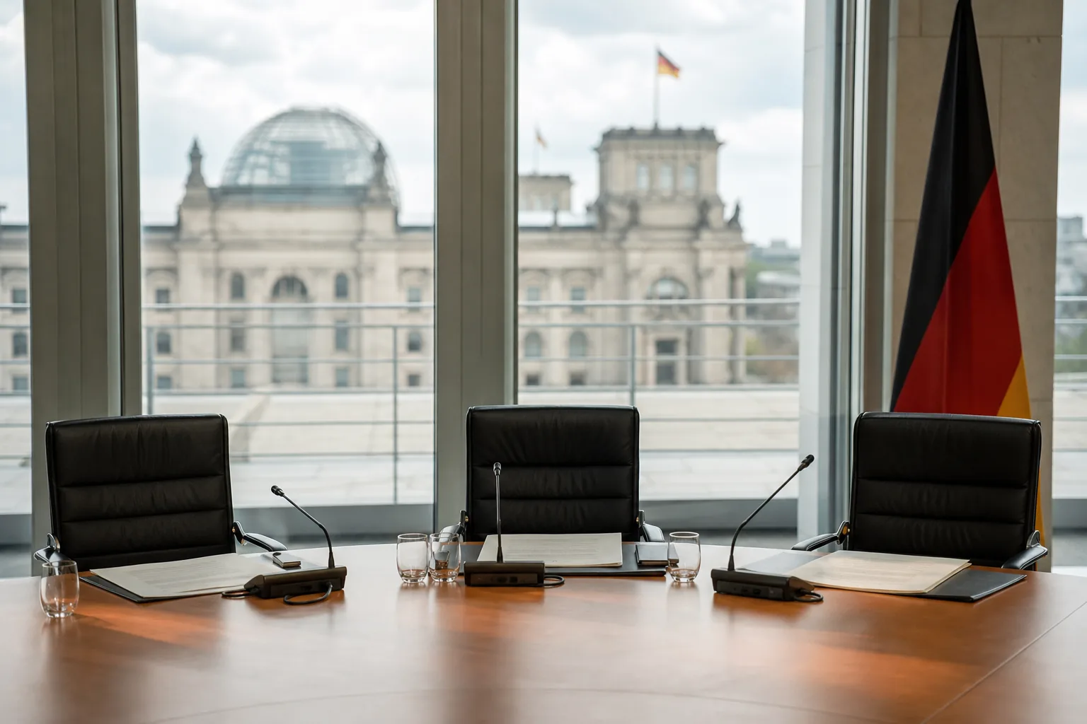 Symbolbild: Ein Verhandlungstisch steht für die Gespräche über eine mögliche Berliner Regierungskoalition.