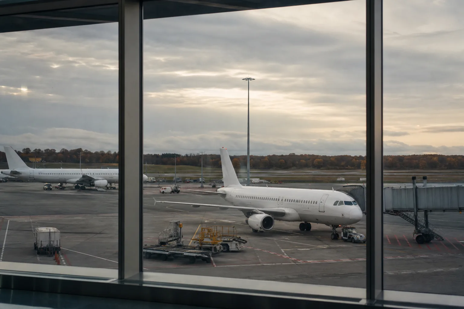 Symbolbild: Ein Flughafen mit abgestellten Passagierflugzeugen steht für die Kürzungen im deutschen Ryanair-Flugplan.