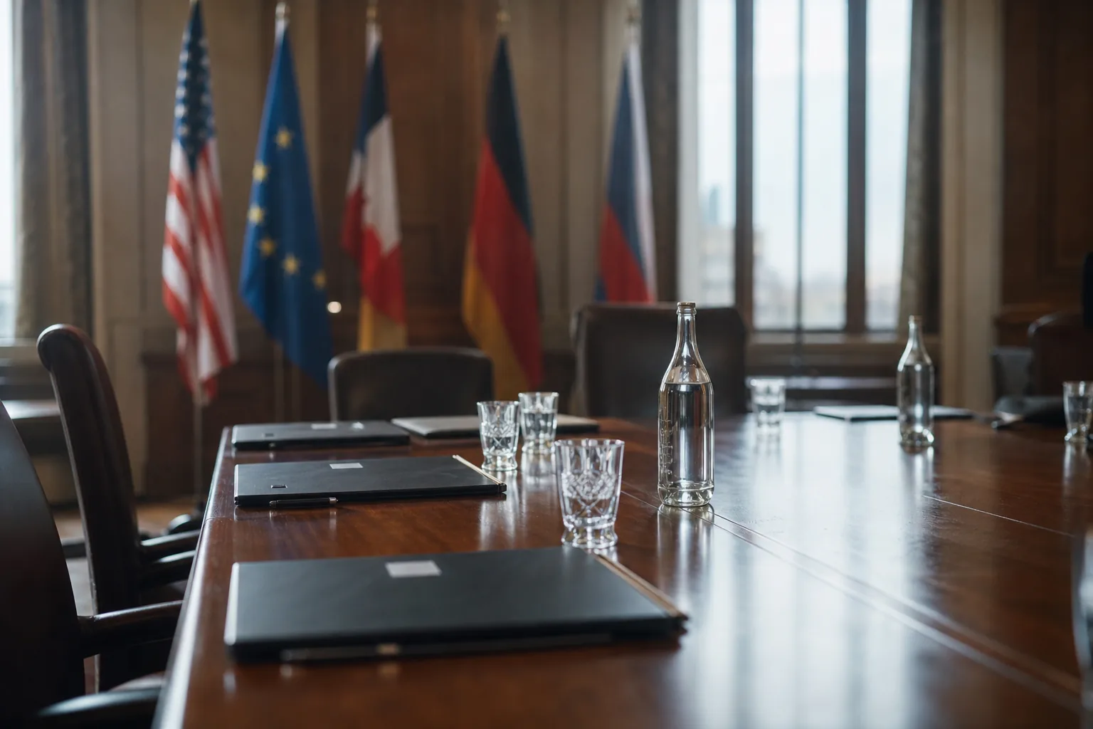 Symbolbild: Ein leerer Verhandlungstisch steht für die angespannte Lage in der Koalition.