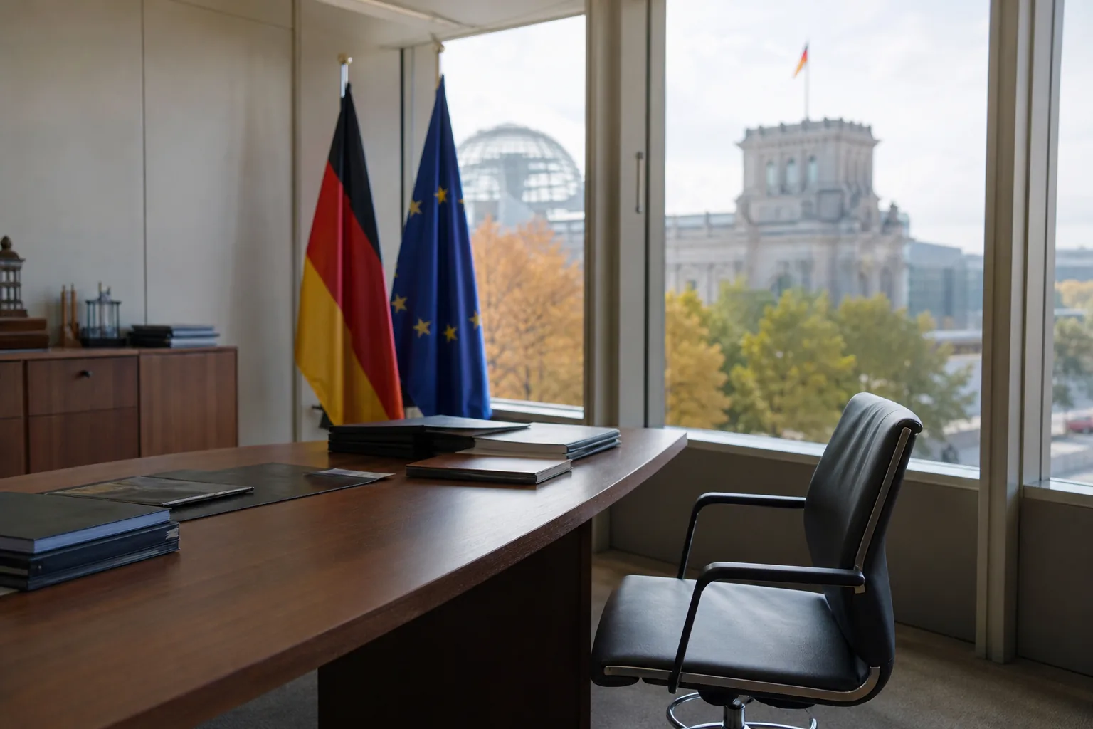 Symbolbild: Ein leerer Schreibtisch in einem Regierungsbüro steht für den Wechsel an der Spitze des Arbeitsministeriums.