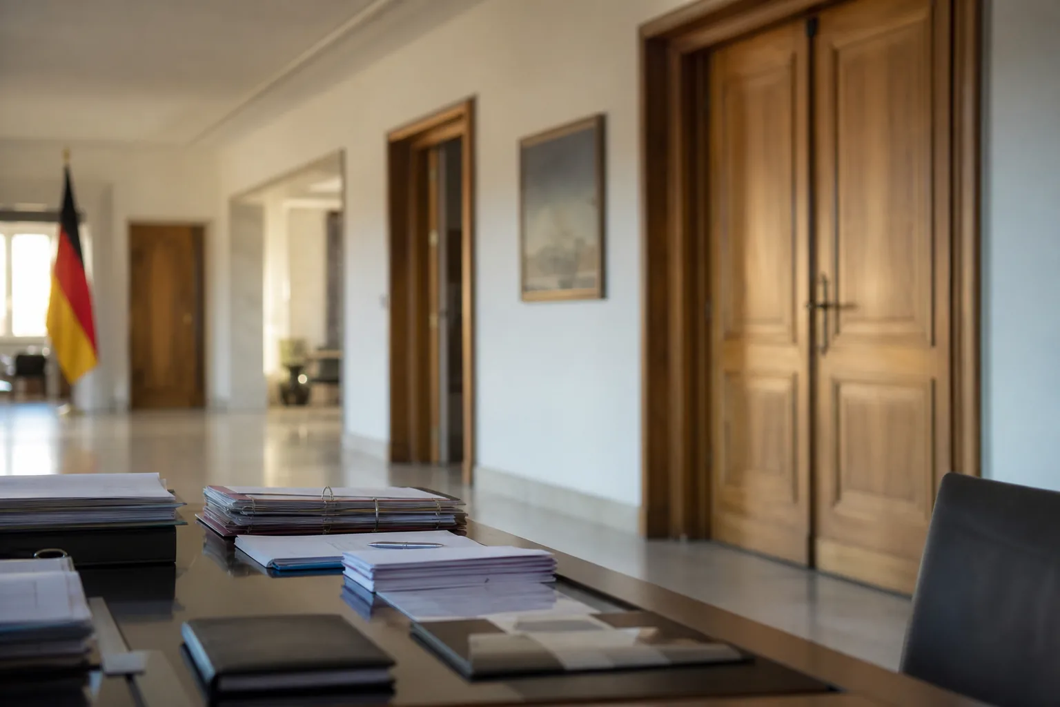 Symbolbild: Ein Regierungsflur steht für den Wechsel an der Spitze des Bundesarbeitsministeriums.