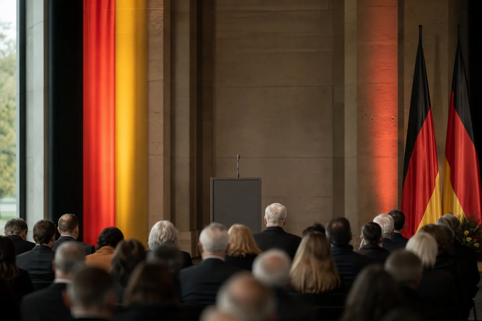 Symbolbild: Ein feierlicher Saal steht für die politischen Debatten am Tag der Deutschen Einheit.
