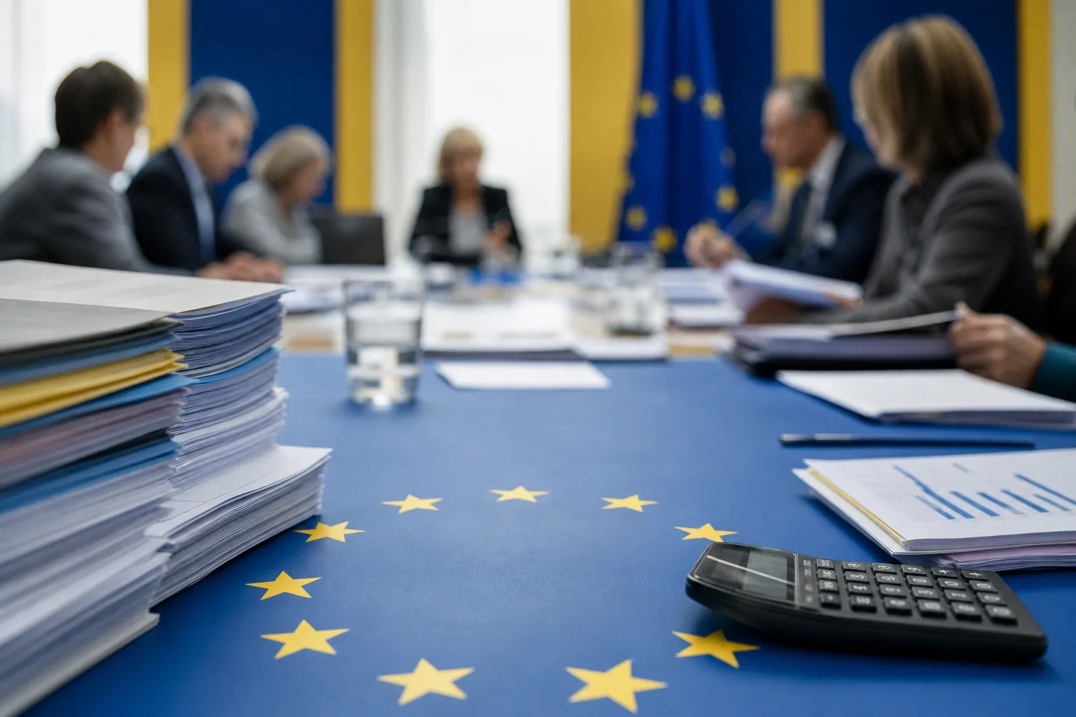Symbolbild: Dokumente und Finanzunterlagen stehen für den Streit über den nächsten EU-Haushalt.