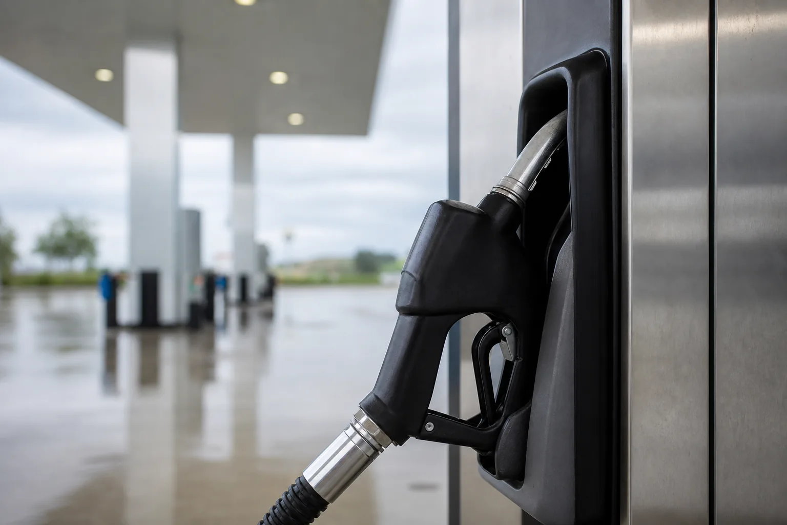 Symbolbild: Eine Zapfpistole an einer neutralen Tankstelle steht für die Debatte über Kraftstoffpreise.
