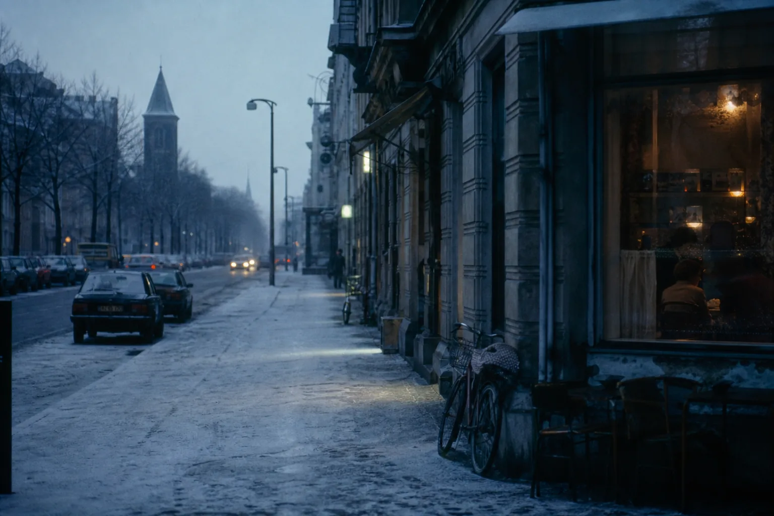 Symbolbild: Eine winterliche Westberliner Straßenszene erinnert an die Atmosphäre des neuen Lehmann-Romans.