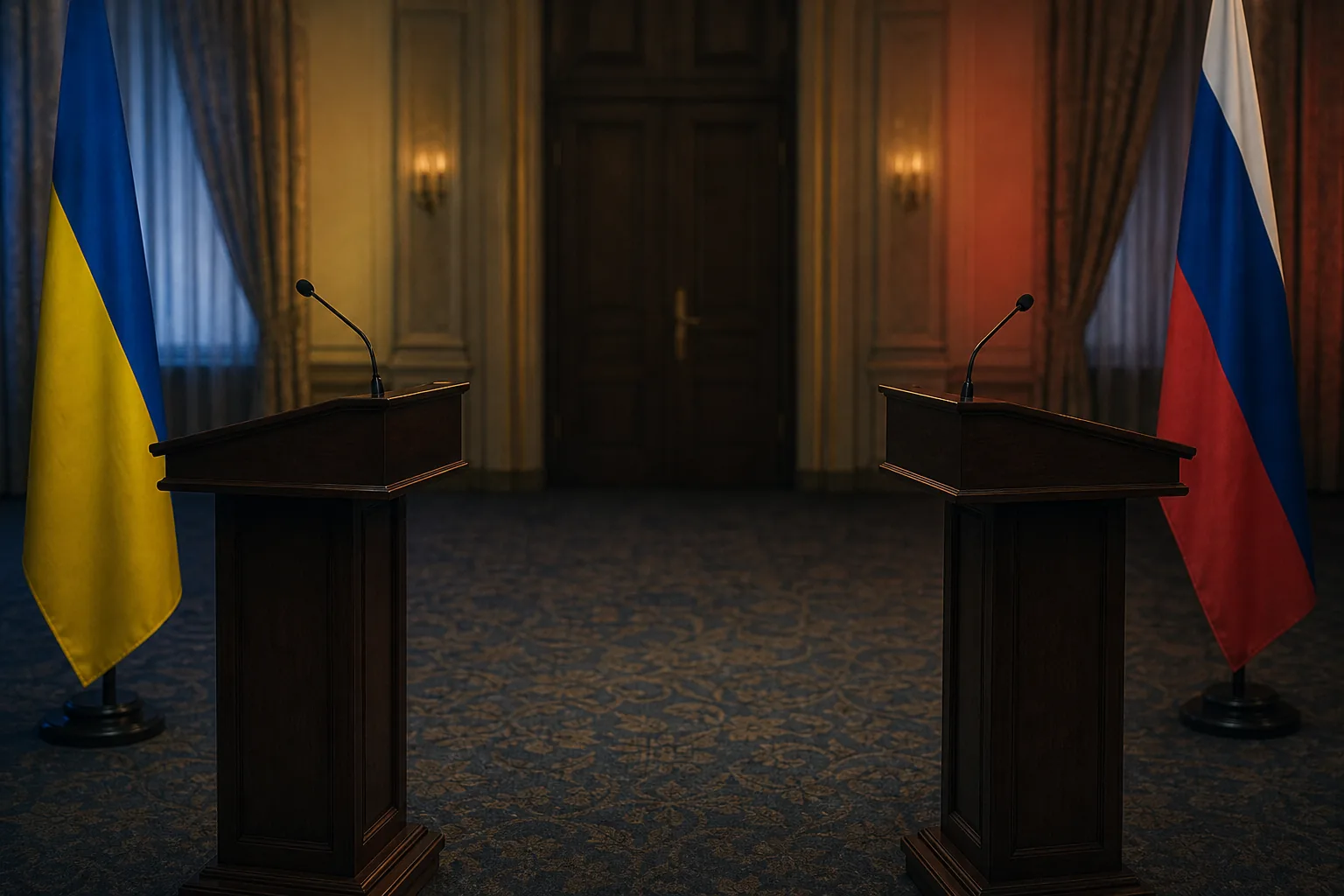 Symbolbild: Leere Rednerpulte stehen für den verschärften politischen Konflikt zwischen Washington und Kiew.