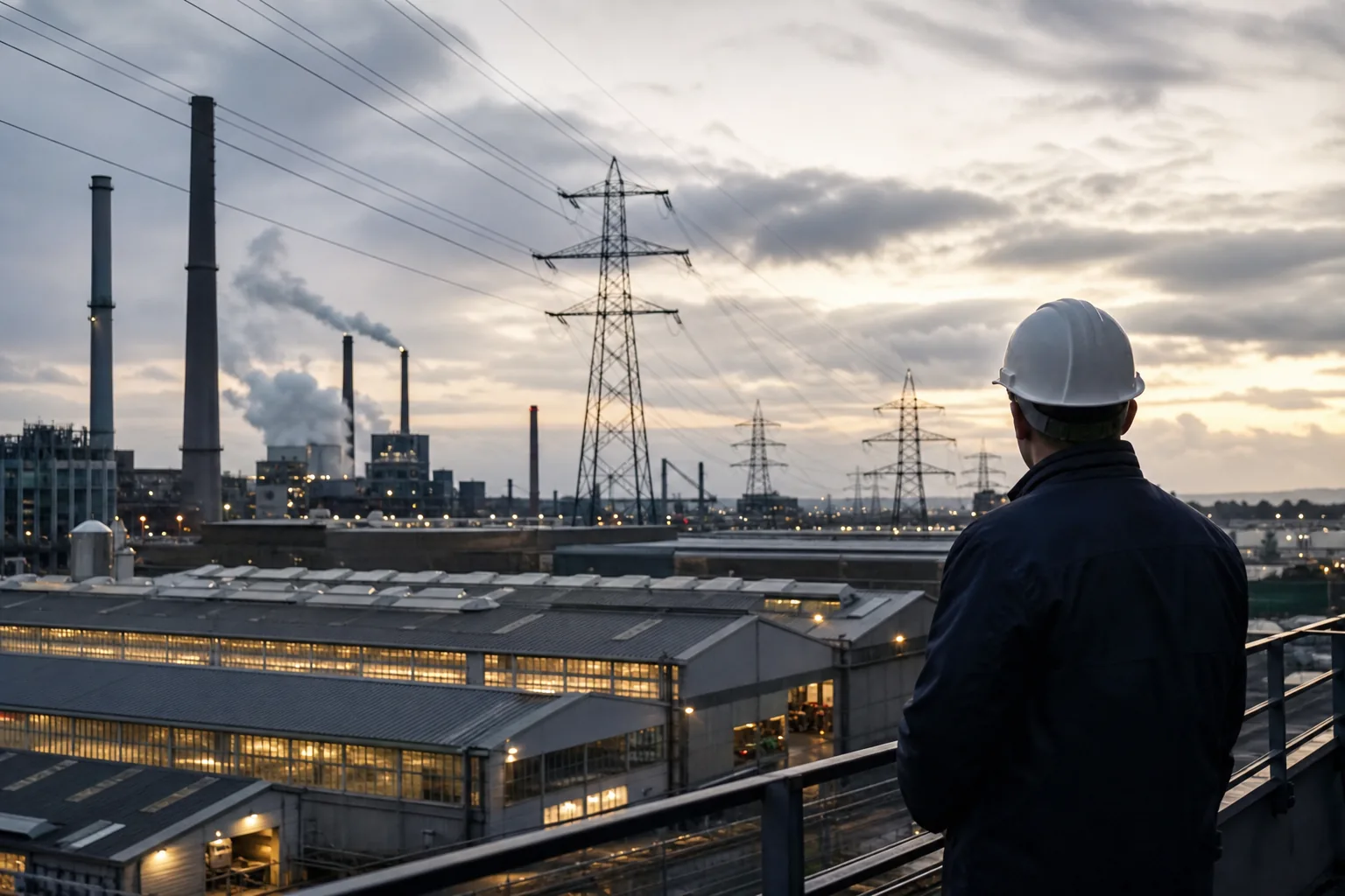 Symbolbild: Industrieanlagen und Stromleitungen stehen für die Debatte über Energiepreise und Wettbewerbsfähigkeit.