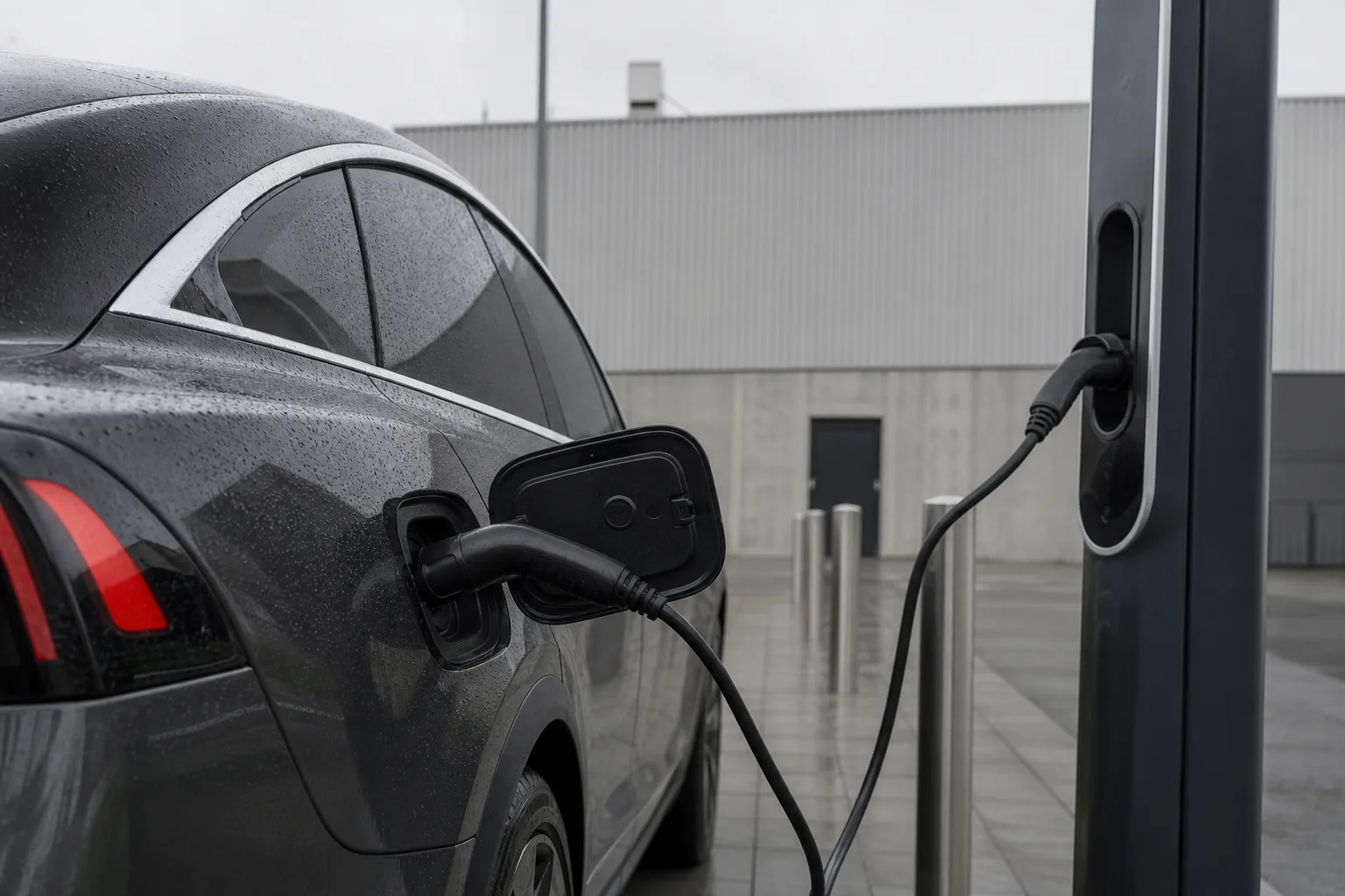 Symbolbild: Ein Elektroauto an einer Ladesäule steht für die neuen Batterieprüfungen bei Volkswagen.