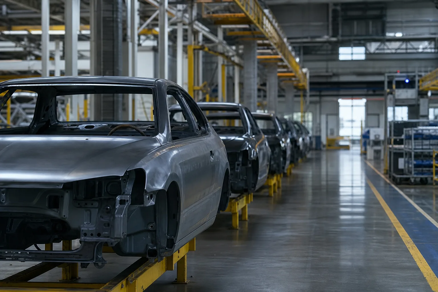 Symbolbild: Eine leere Autofertigung steht für den Spardruck in der deutschen Autoindustrie.