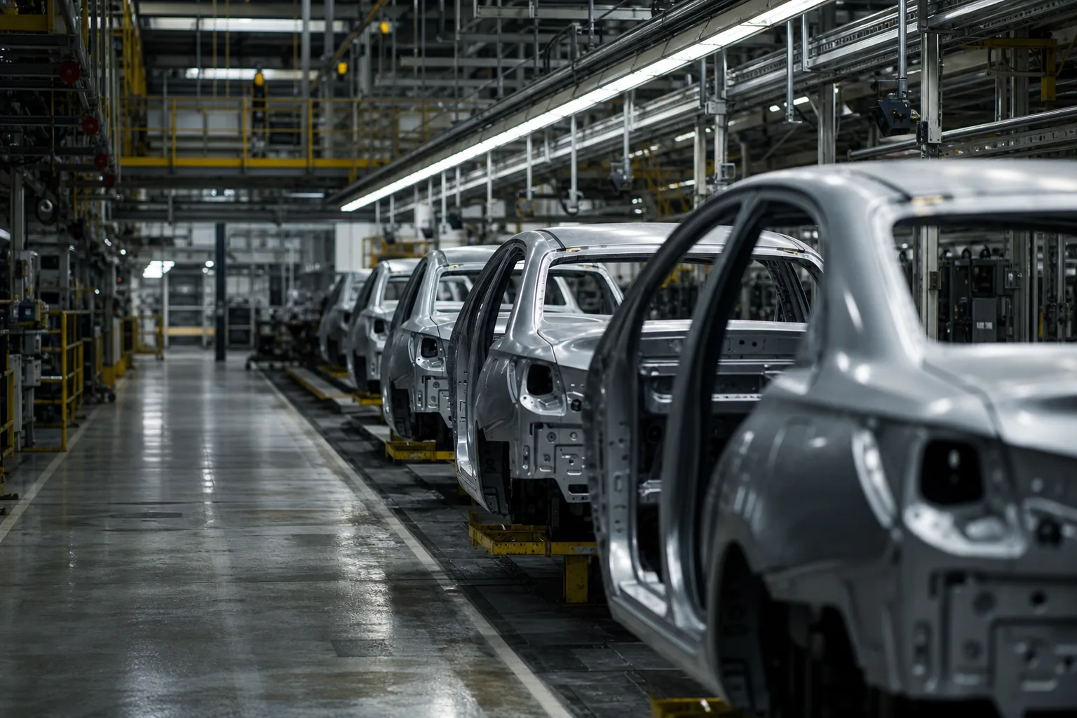 Symbolbild: Eine Autofabrik steht für den wachsenden Druck auf Volkswagen und die deutsche Autoindustrie.