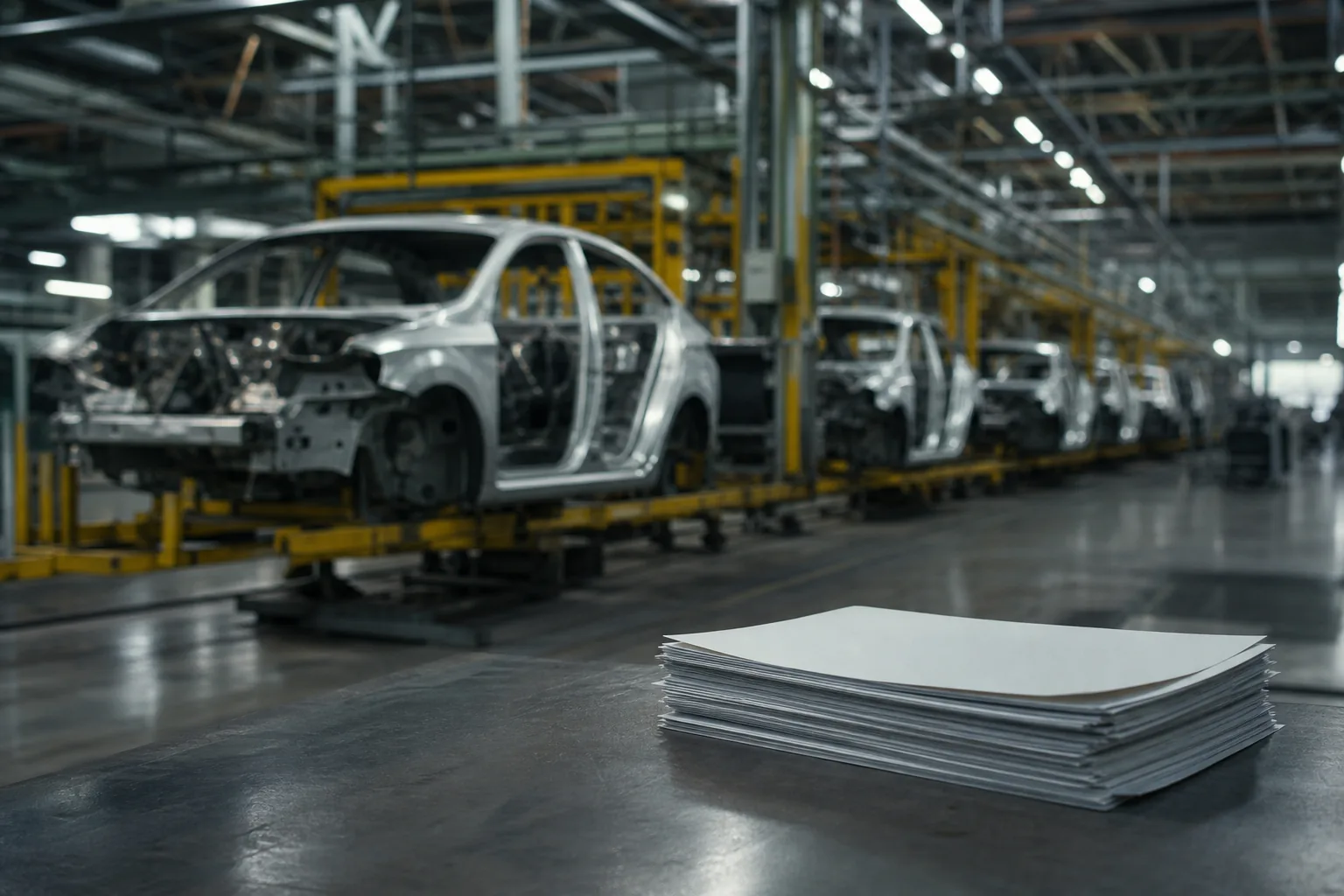 Symbolbild: Eine leere Autoproduktion steht für den Tarifkonflikt bei Volkswagen.