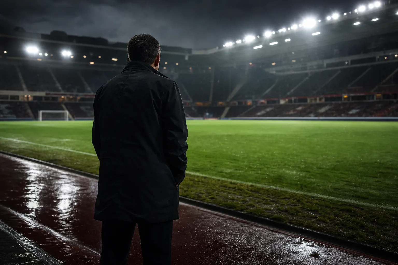 Symbolbild: Ein Trainer steht nach einem Fußballspiel an der Seitenlinie.