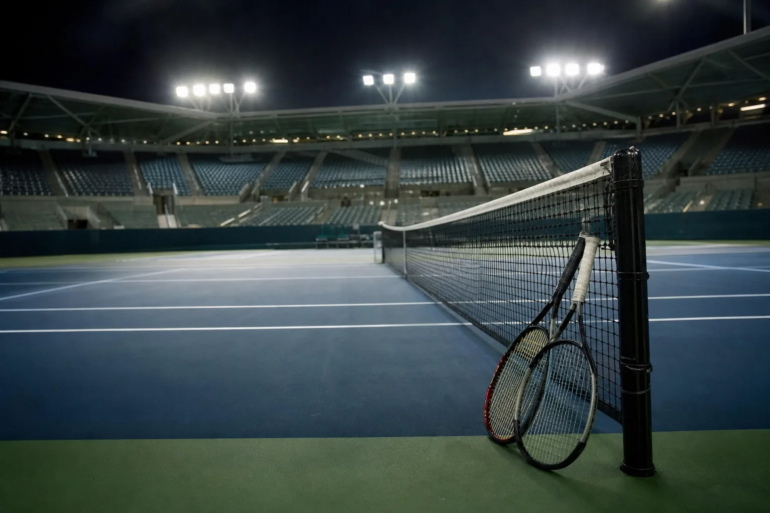 Symbolbild: Ein beleuchteter Tennisplatz steht für das Viertelfinale von Peking.