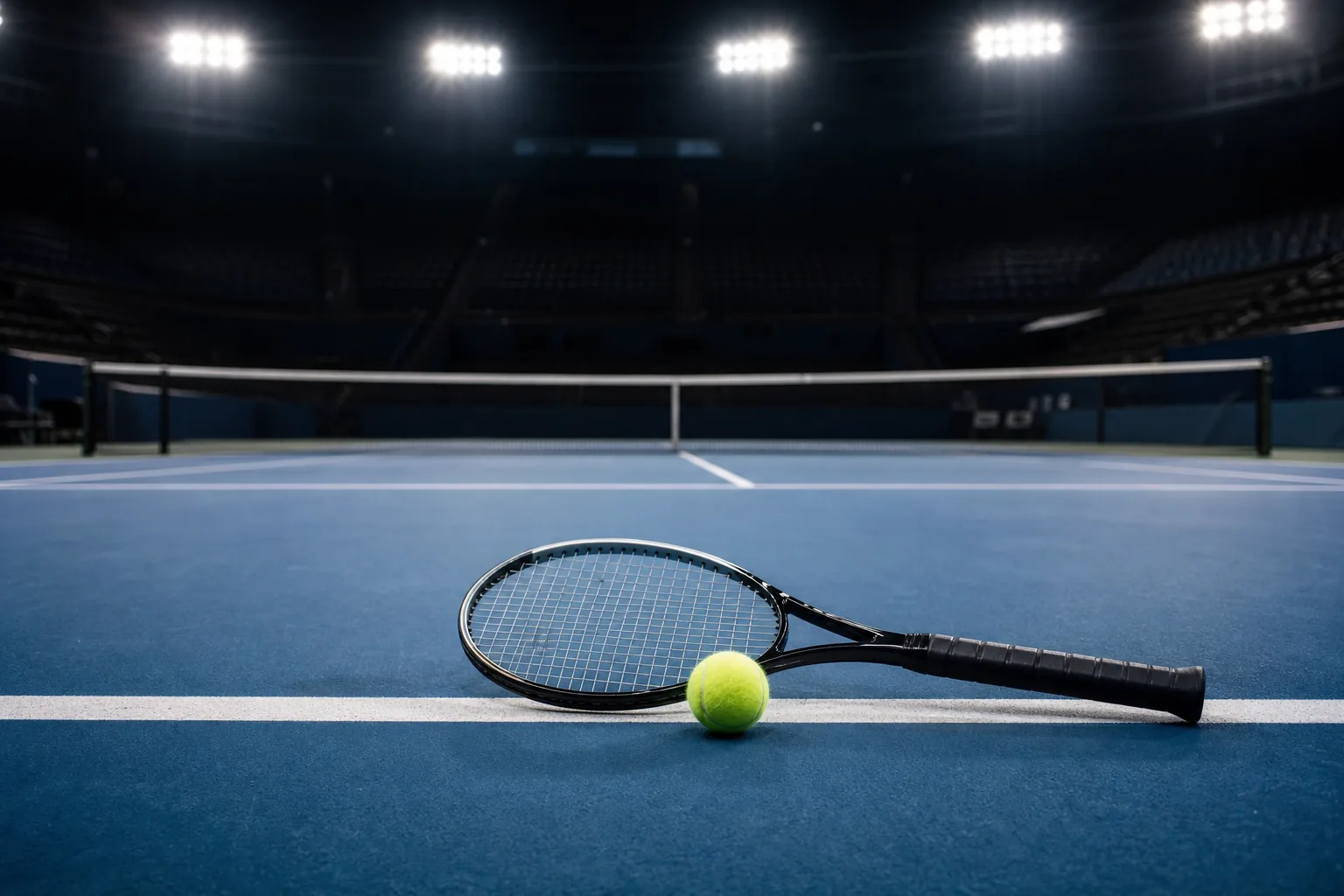 Symbolbild: Ein Tennisplatz mit Schläger und Ball steht für Zverevs bevorstehenden Sprung an die Weltranglistenspitze.